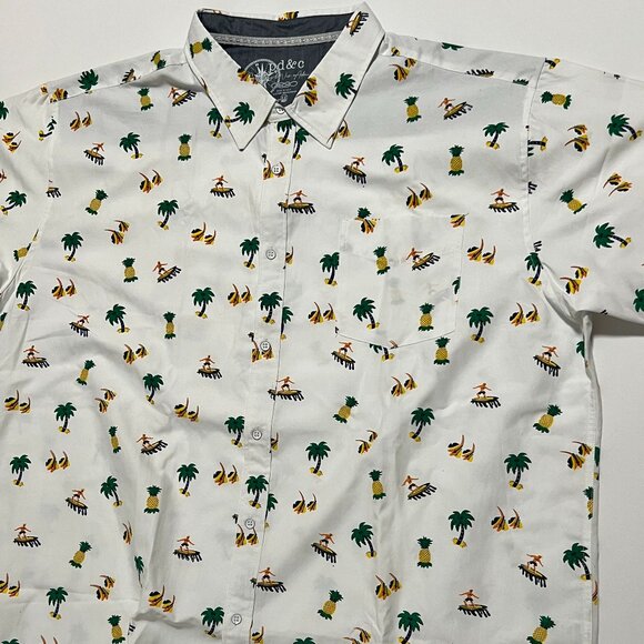 pd&c Shirt Short Sleeve Button Up Casual Summer Pineapple White Men's size 4X - Picture 1 of 6